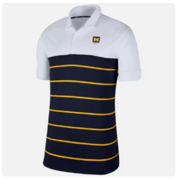 Nike‎ Michigan Wolverines Striped Dri-FIT Performance Polo Shirt - Picture 1 of 9